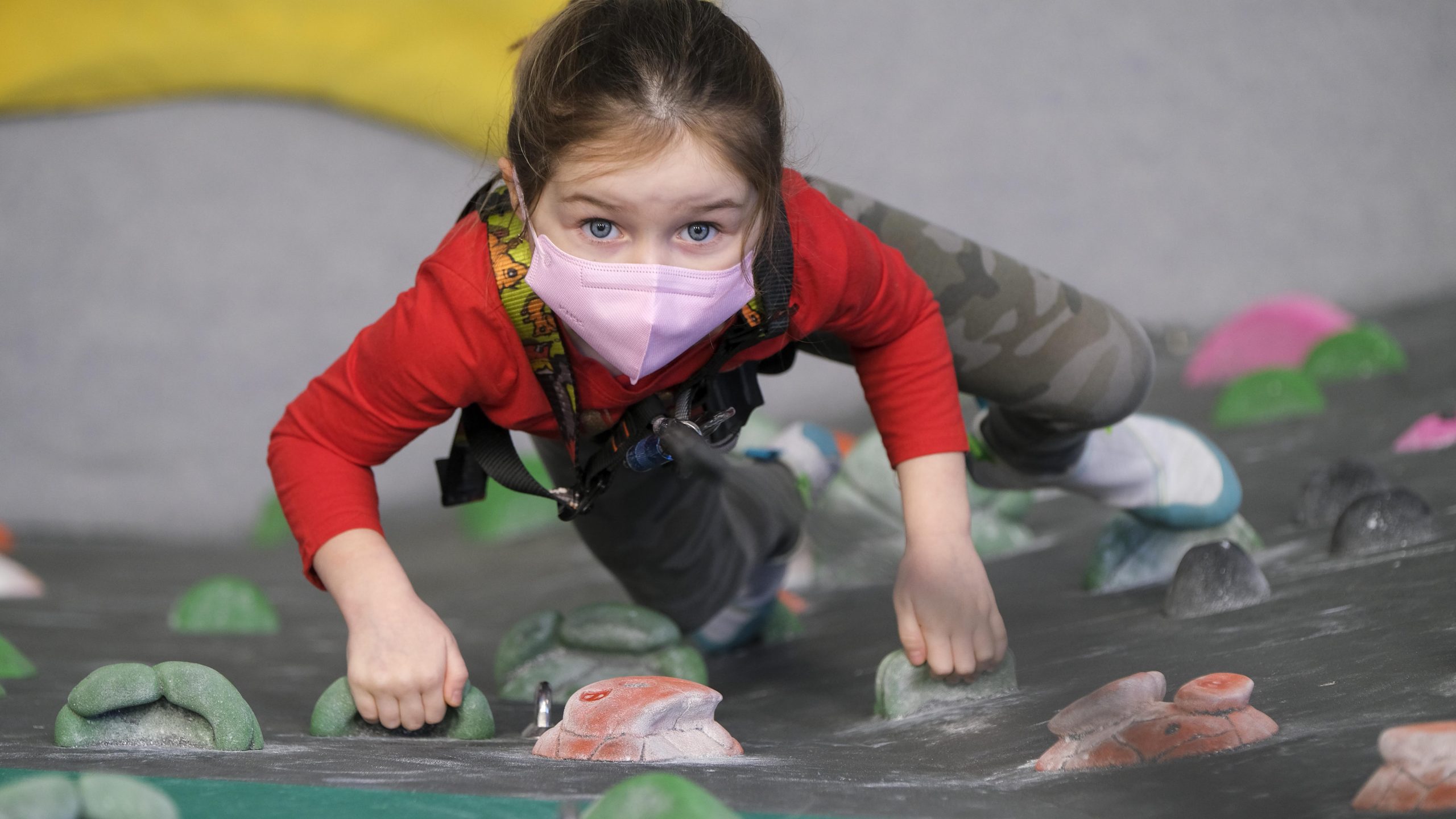 Chlid climbing at Climb Nittany