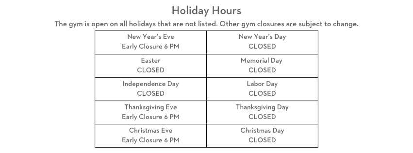 Bloc Garten Holiday Hours