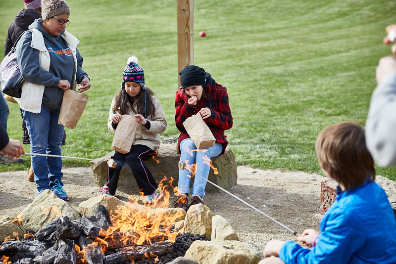 Family time around the fire